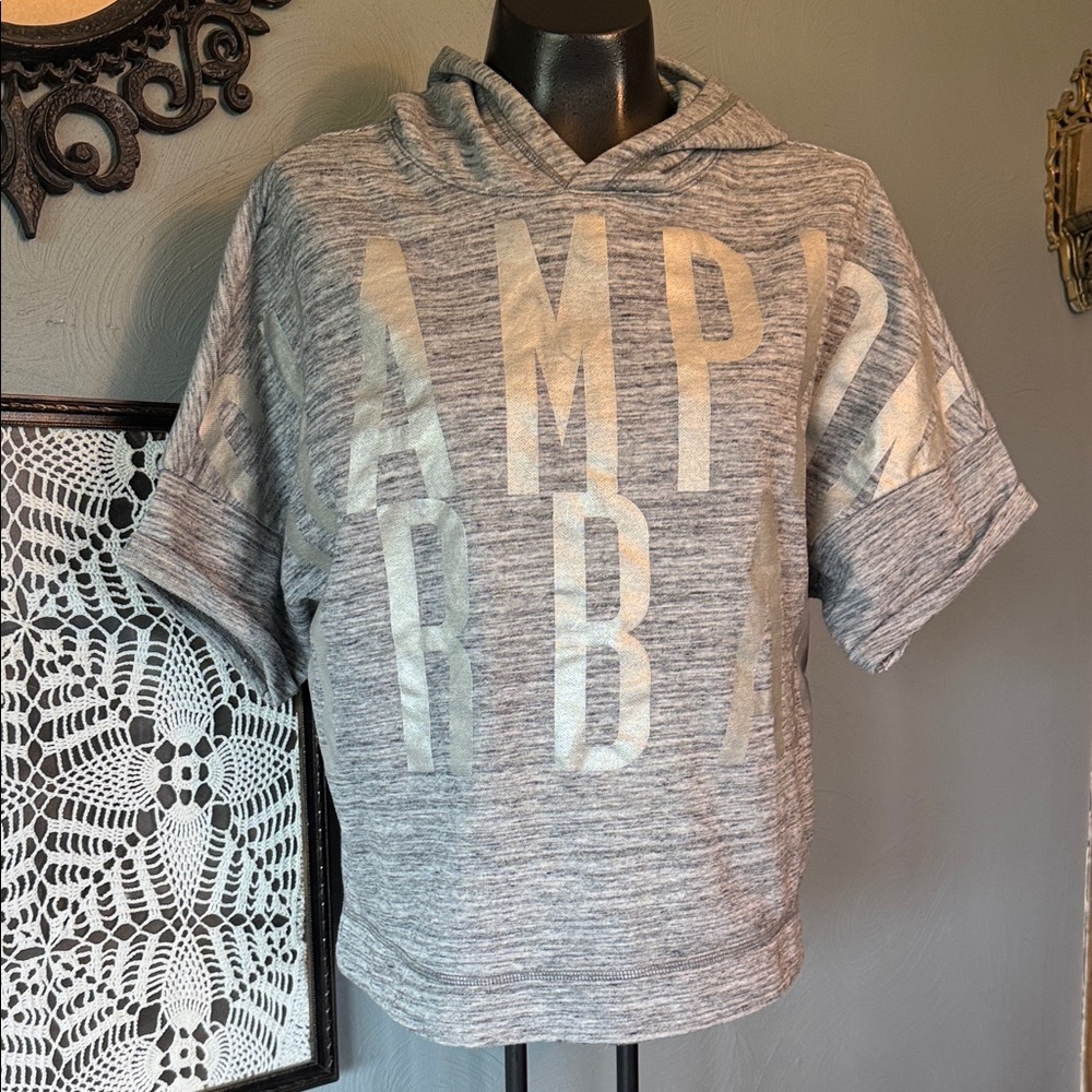 Champion Grey Short-Sleeve Hooded Tee with Bold Front Print